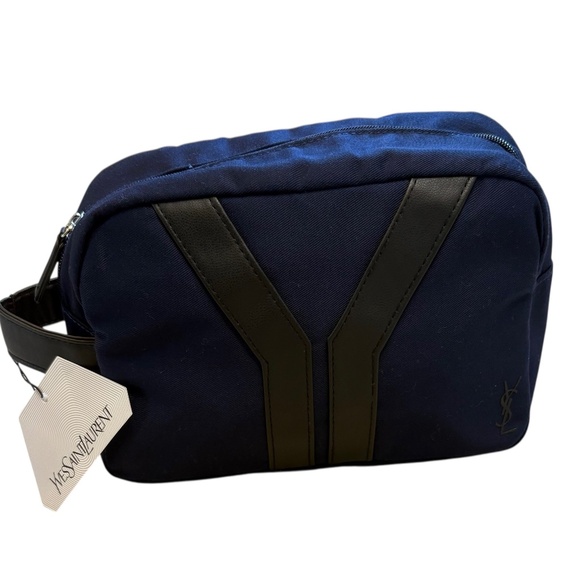 YSL Yves Saint Laurent Parfums Navy & Black Travel Pouch Toiletry Bag Storage - Picture 1 of 13